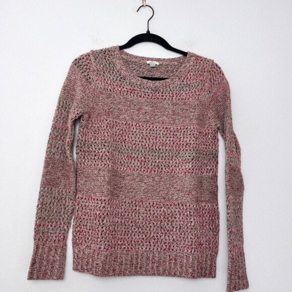 Fossil Striped Woven Metallic Knit Merino Wool Lambswool Cashmere Sweater XS - Picture 2 of 7